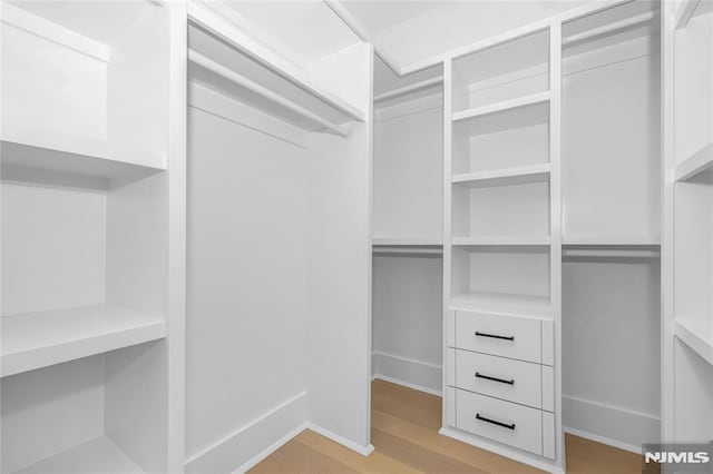 spacious closet with light wood-style flooring