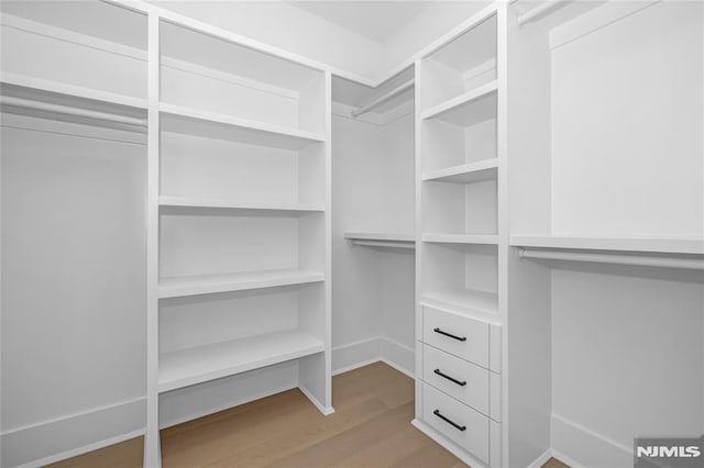 walk in closet featuring wood finished floors