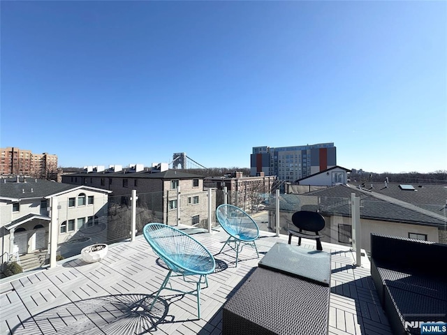 balcony with a view of city