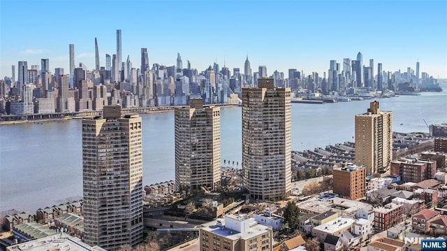 view of city featuring a water view