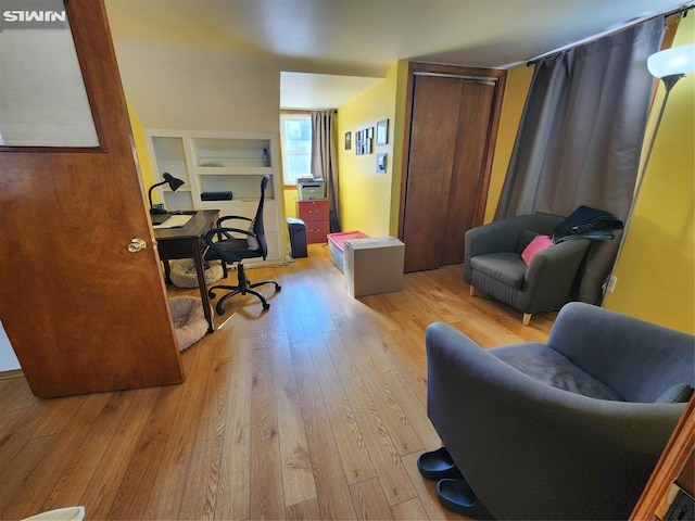 office space featuring light wood-type flooring