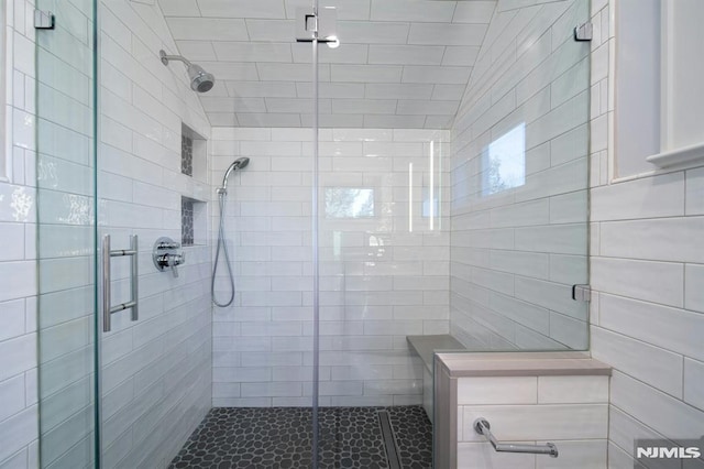 bathroom with a stall shower