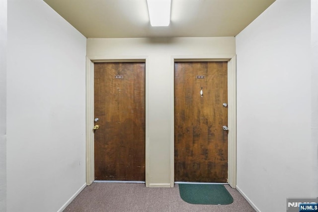 interior space featuring carpet floors and baseboards