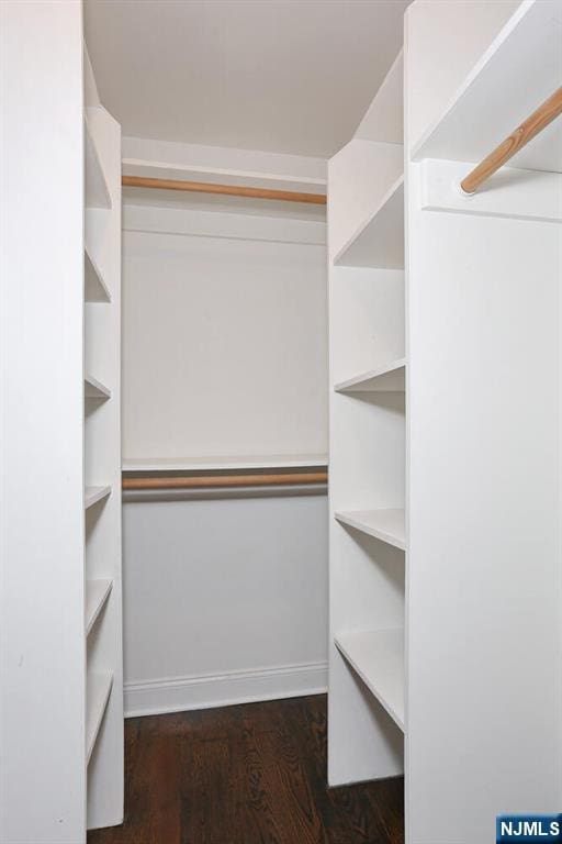 spacious closet with wood finished floors