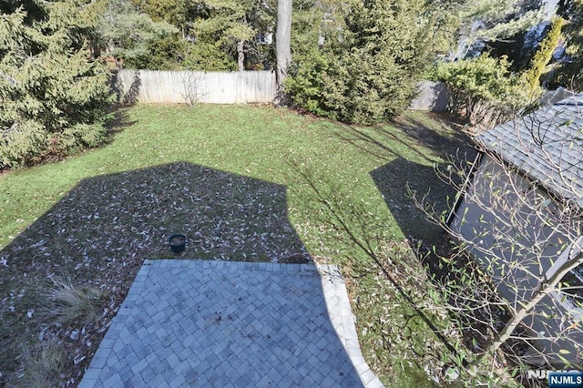 view of yard featuring a fenced backyard