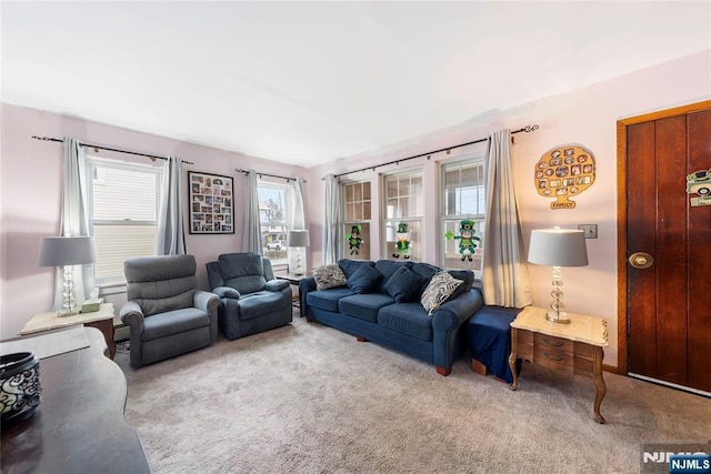 living room featuring carpet floors