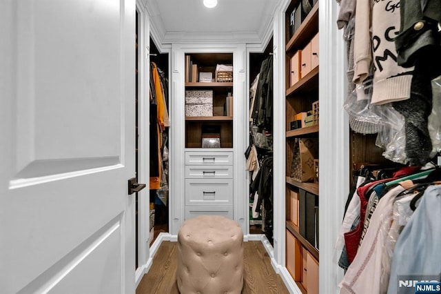 spacious closet with wood finished floors