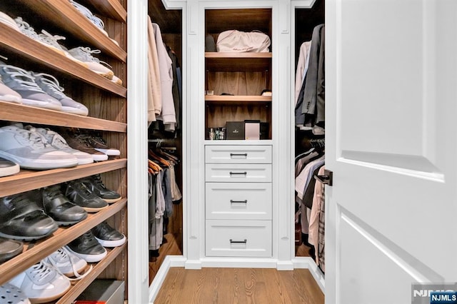 spacious closet with light wood-style floors