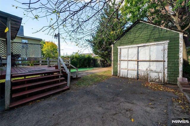 exterior space with an outbuilding