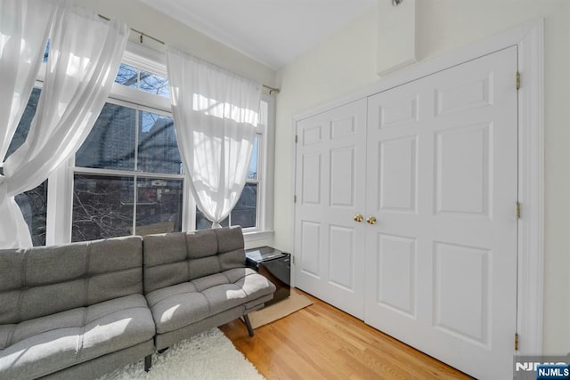 living room with wood finished floors