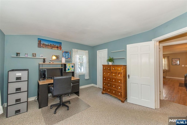 office featuring carpet and baseboards