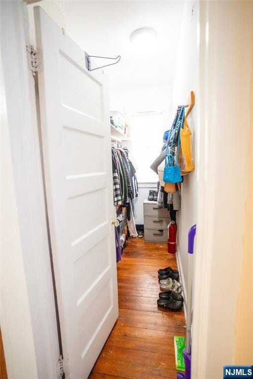 spacious closet with hardwood / wood-style flooring