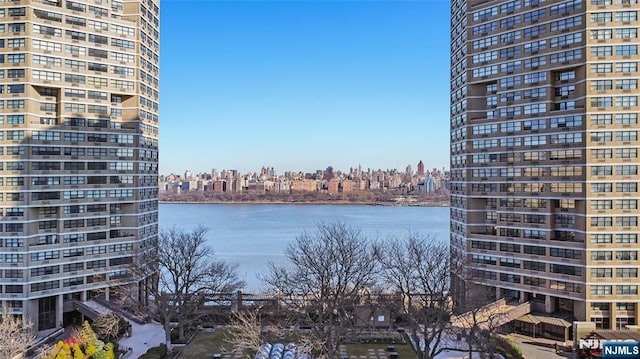 property view of water featuring a city view