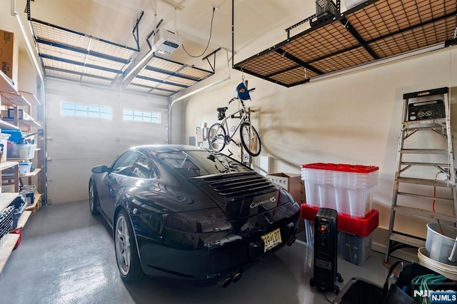 garage with a garage door opener