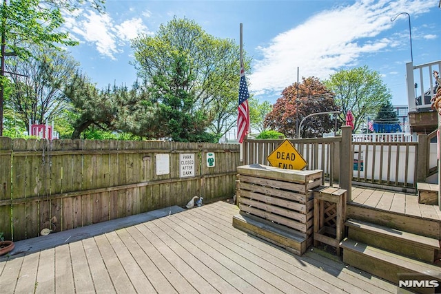 deck featuring fence