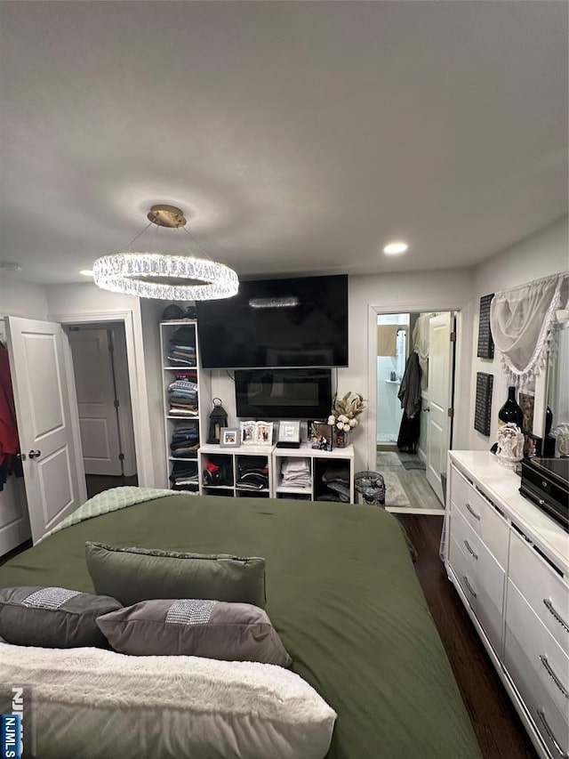 living area featuring recessed lighting and dark wood finished floors