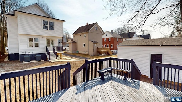 deck with a residential view