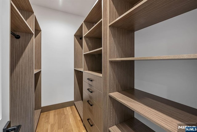 walk in closet featuring light wood-type flooring