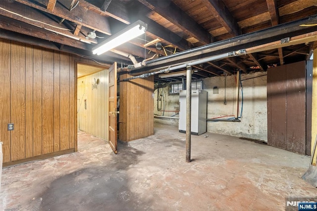 unfinished basement with wood walls