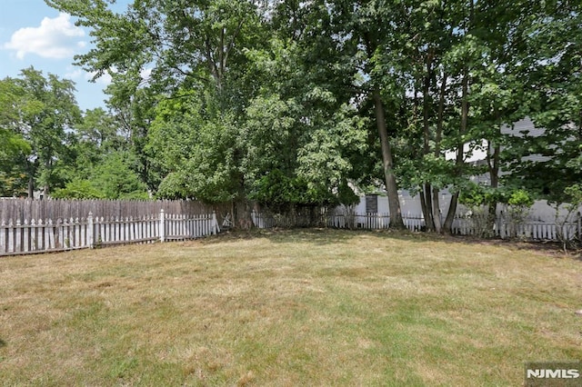 view of yard with a fenced backyard