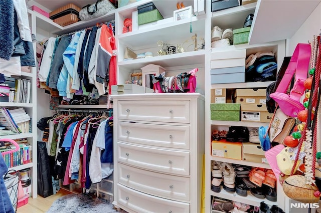 spacious closet featuring wood finished floors