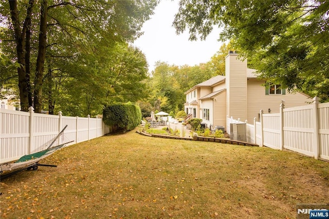 view of yard featuring a fenced backyard