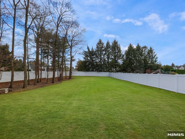 view of yard featuring a fenced backyard