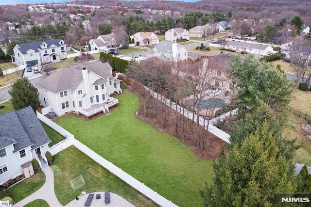 drone / aerial view with a residential view