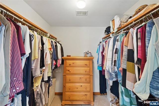 spacious closet with visible vents