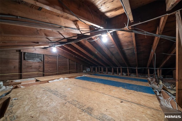 view of unfinished attic