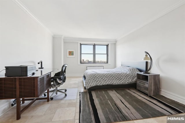 bedroom featuring baseboards and ornamental molding