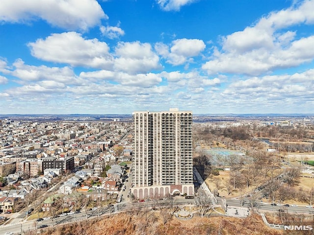 aerial view featuring a city view