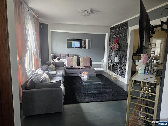 living area with wood finished floors