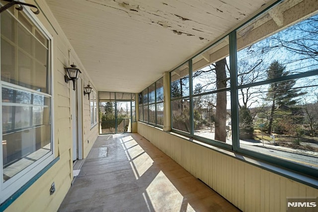 view of unfurnished sunroom