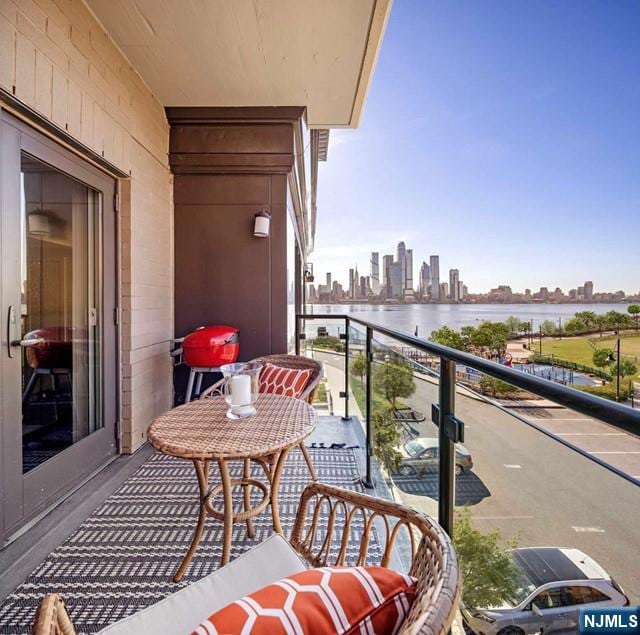 balcony with a view of city