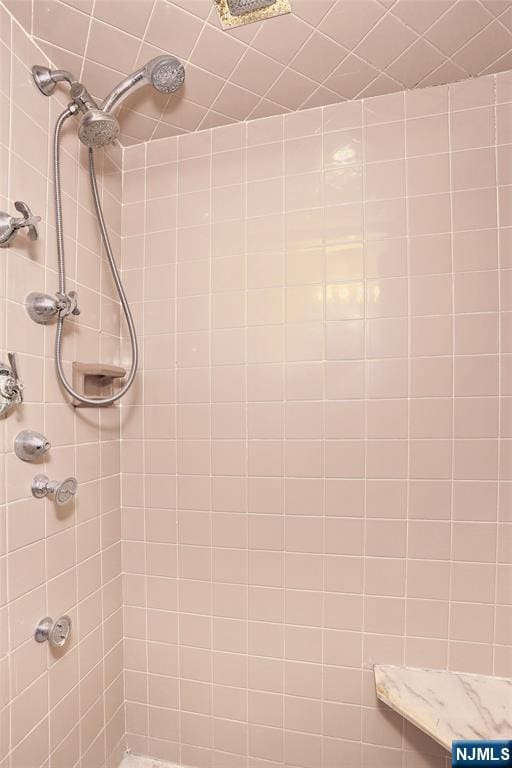 bathroom featuring a tile shower