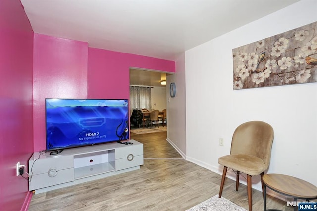 living room featuring baseboards and wood finished floors