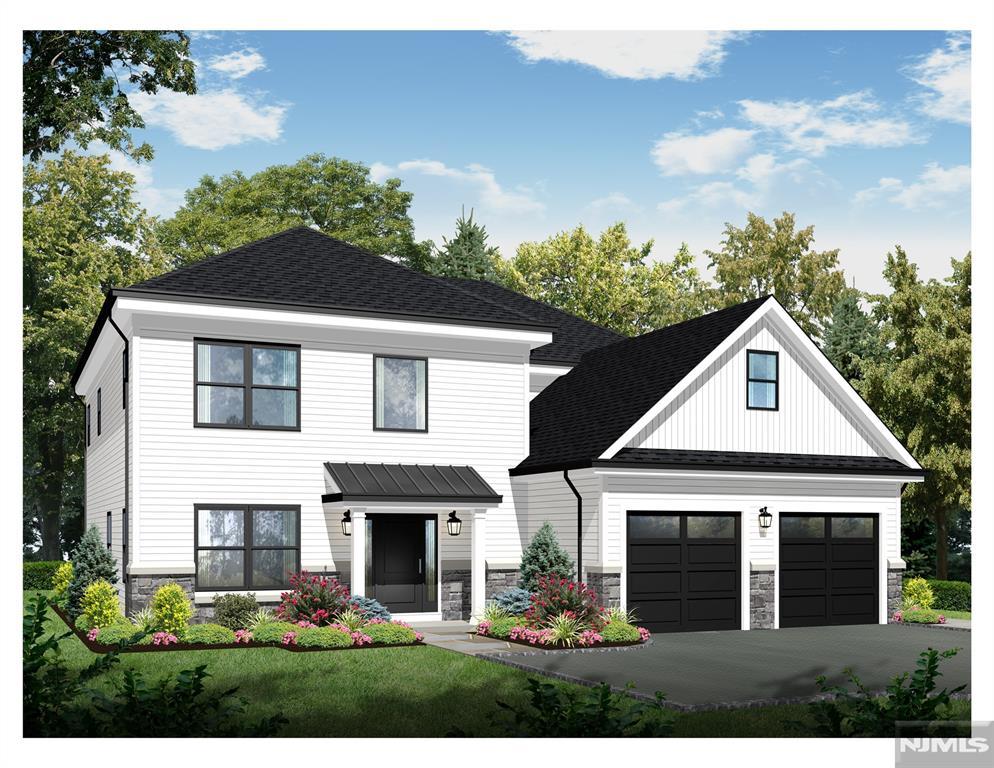 view of front of house with a garage, stone siding, roof with shingles, and concrete driveway