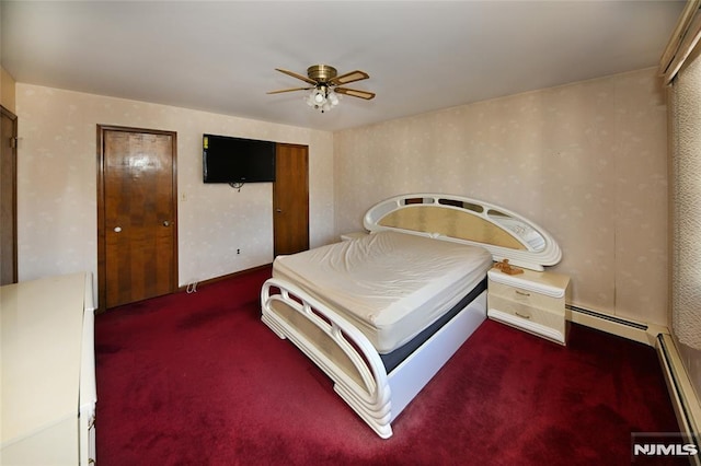 bedroom with carpet flooring and ceiling fan