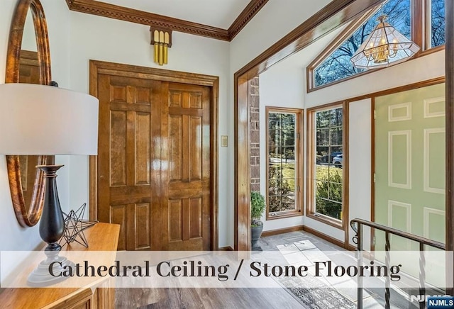 foyer with ornamental molding