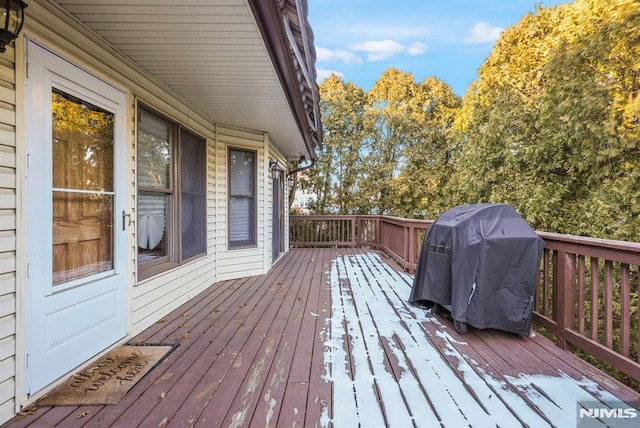 deck featuring area for grilling