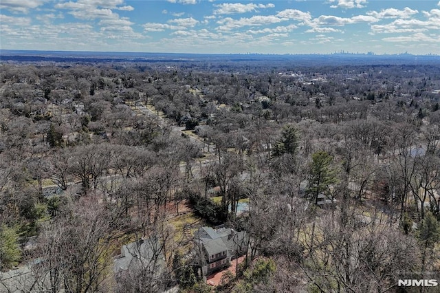 drone / aerial view with a view of trees