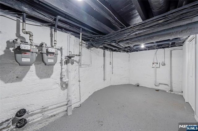 view of unfinished basement