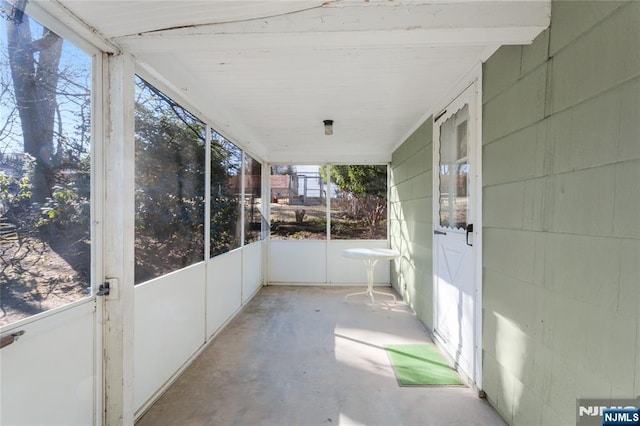 view of unfurnished sunroom