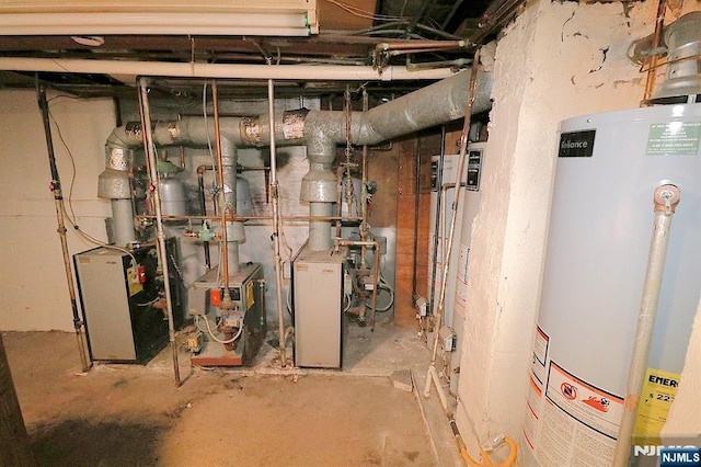 utility room featuring water heater