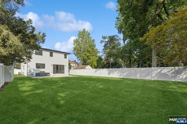 view of yard featuring a fenced backyard and a patio area