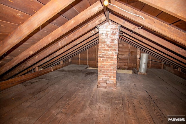 view of unfinished attic