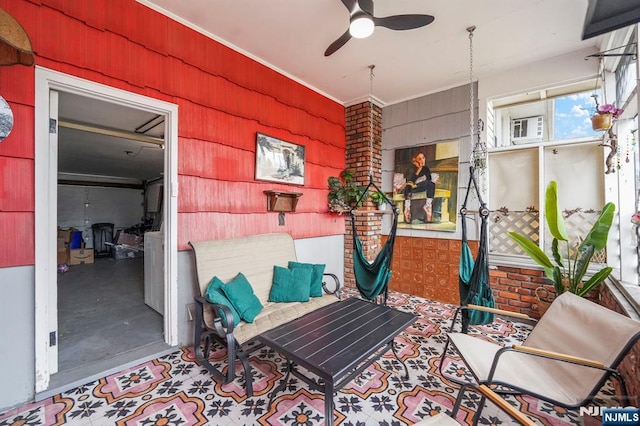 view of patio with a ceiling fan