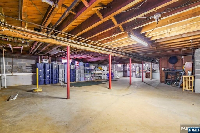 view of unfinished basement