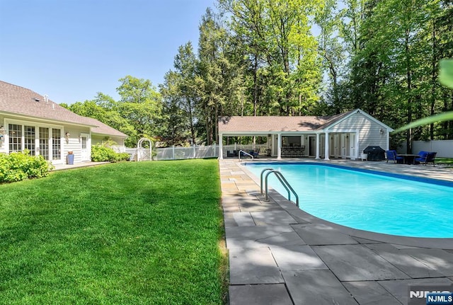 28 Scott Ct, Allendale, NJ 07401 - view of pool featuring french doors and a patio